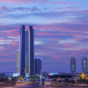The Dusit Thani Hotel in the background of Abu Dhabi City
